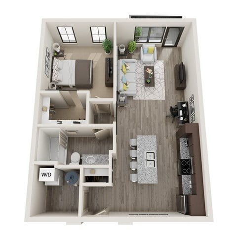 Floor plan for 1 bed, 1 bath, 787 sqft